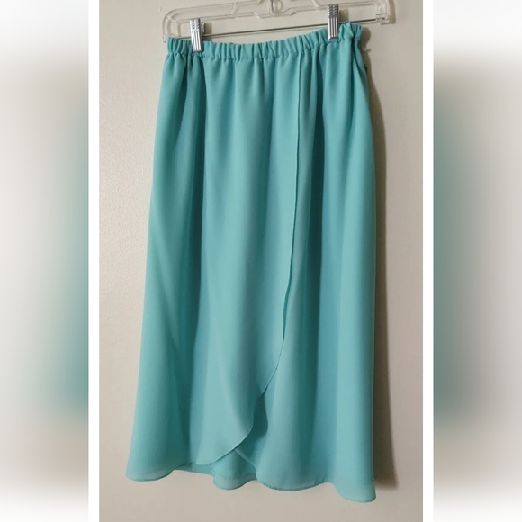 Vintage Wrap Front Skirt Teal Blue Green Size 10 NWT Flowy New W/Tags Old Stock - Picture 4 of 9